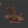 Green Mechanical Weapon With Cannon Barrel Wooden Panel And Wing Like Design
