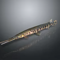 Long Snouted Freshwater Fish With Striped Body And Reflective Surface