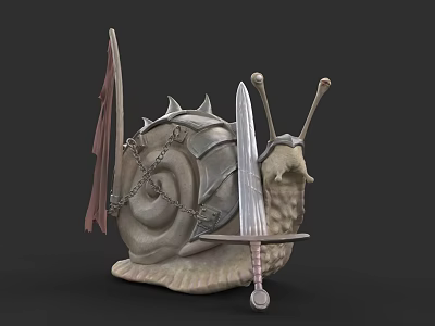 Mythical Reptile Creature Featuring Armored Spiked Shell Chain Sword And Flag 3d model