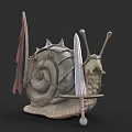 Mythical Reptile Creature Featuring Armored Spiked Shell Chain Sword And Flag