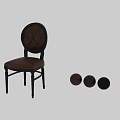 Elegant Single Chair with Tufted Round Back Leather Seat Black Wooden Legs and Nailhead Trim