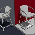 Modern Bar Stools With Metal Frame And White Seat Displayed Against Blue Red Walls
