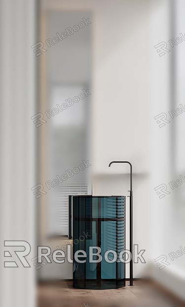 Modern wash basin creative blue transparent glass column basin basin basin basin model