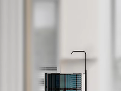 Modern Washbasin With Black Metal Faucet And Glass Countertop In Minimalist Design 3d model