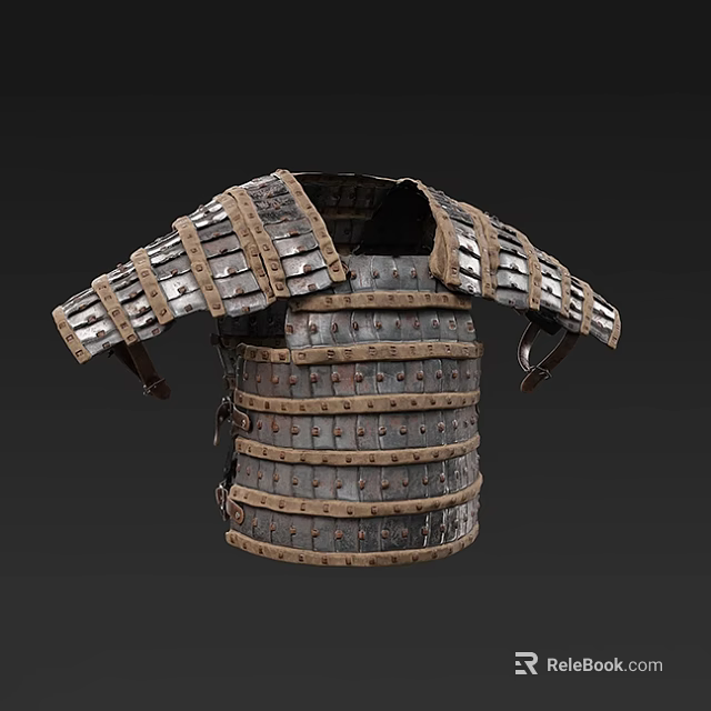 Ancient Traditional Protective Clothing Featuring Metal Plates Leather Straps And Rivets 3d model 