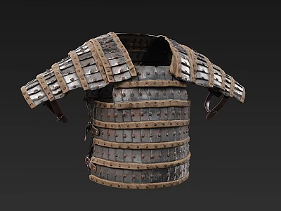 Ancient Traditional Protective Clothing Featuring Metal Plates Leather Straps And Rivets 3d model