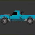 Stylized Blue Off Road Car With Low Poly Design And Open Top Structure 3d model