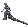Black Godzilla Monster Figure With Spiked Back Open Mouth And Standing Pose