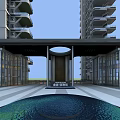 Multiple High Rise Residential Buildings in Green Environment With Surrounding Roads and Plaza