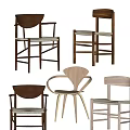 Chinese Single Chair Middle Ancient Single Chair Combination 3d model