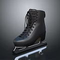 Black High Top Ice Skates With Lace Up Closure And Durable Blade For Adults