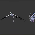 Transparent Feather And Crystal Decorations With Light Reflections On Black Background