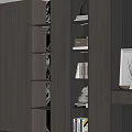 Modern Stylish Bookcase Interior With Open Shelves LED Lighting And Decorative Items