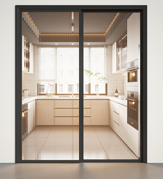 Modern sliding door kitchen door 3d model