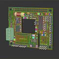 High Quality Green Development Circuit Board With Electronic Components Microchips Resistors And Connectors 3d model