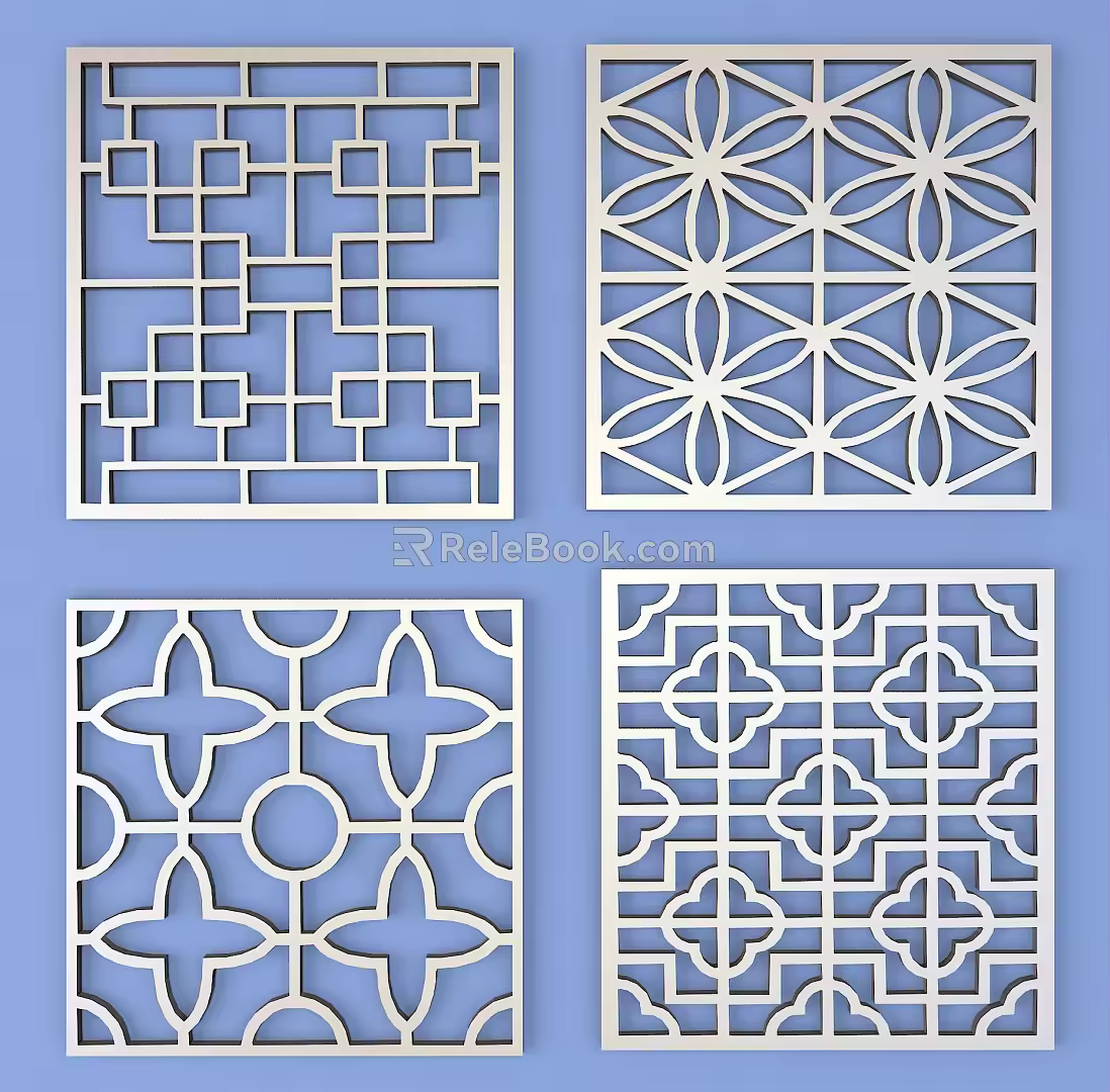 Metal Engraved Pane Border Pattern Lattice Traditional Pattern 3d model