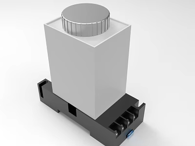 Industrial Equipment With White Square Main Body Silver Circular Top And Black Base Mounting Slots 3d model