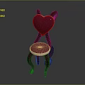 Stylish Single Chair With Heart Shaped Backrest Pink Seat Cushion And Red Curved Legs