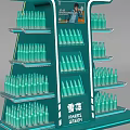 Snow Beer Green Display Rack With Multiple Shelves And Advertisement Figure 3d model