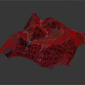 Realistic 3D Mountain Terrain Model With Winding River And Elevation Details