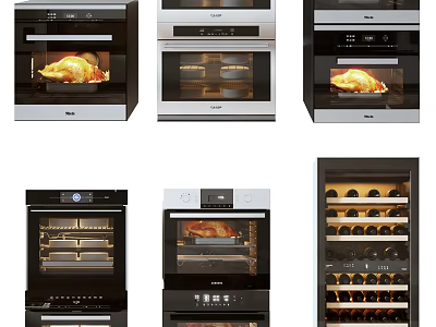 Different Styles of Modern Kitchen Appliances Including Ovens And Wine Coolers 3d model