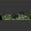 Modern Garden Model With Stone Structure And Green Vegetation Design