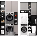 Modern Bathroom Cabinet Rack With Washing Machine Dryer And Storage Shelves