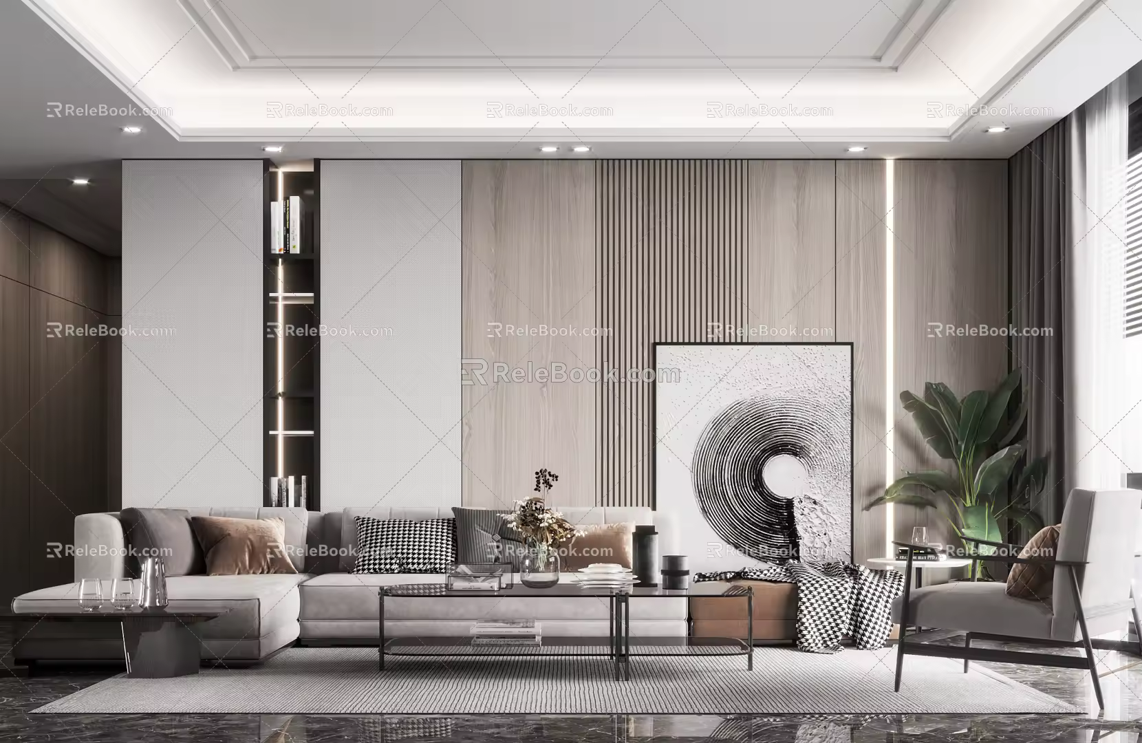 Modern sofa coffee table combination 3d model