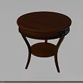 Classic Design Mahogany Wood Side Table With Round Top Lower Shelf And Curved Legs