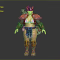 Fantasy Female Warrior Character With Creature Inspired Horned Armor And Gear