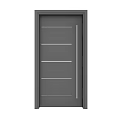Modern Hinged Door Design With Gray Surface Horizontal Lines And Vertical Handle 3d model