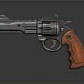 Vintage Revolver With Wooden Grip Metal Body And Classic Design Elements