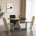 Round Black Tabletop Negotiation Table and Chairs with Green Plant and Vase