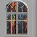 Casement Window with Colorful Stained Glass for Artistic Home Interior Design