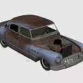 Rusty Old Car With Grass Growing Around In Open Space 3d model