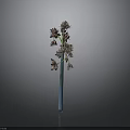 Elegant Purple Flowers Arranged In Blue Vase Against Gray Background