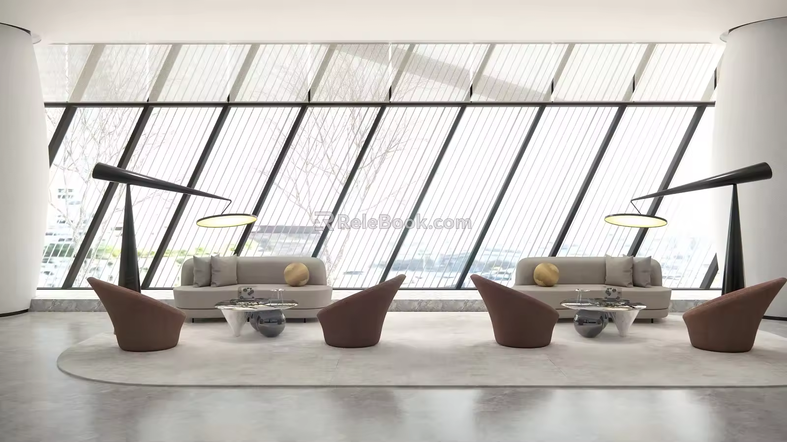 Modern sofa coffee table combination 3d model
