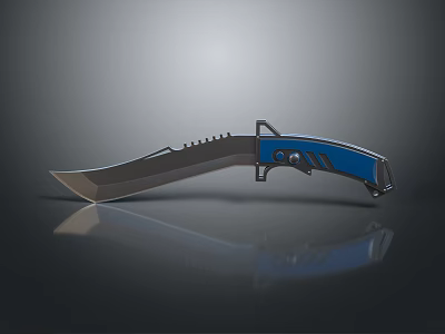 Foldable Kitchen Knife With Blue Handle And Metal Serrated Blade For Household Use 3d model