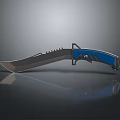 Foldable Kitchen Knife With Blue Handle And Metal Serrated Blade For Household Use