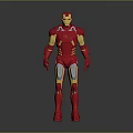 Iron Man Red And Gold Figure Standing With Blue Chest Energy Core On Gray Background