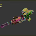 Futuristic Yellow Mechanical Weapon Design With Barrel Scope And Mechanical Components