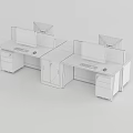 Efficient Office Desk Workstation With Green Partitions Computer Monitors Drawers And Filing Cabinets 3d model
