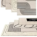 Square Rugs with Geometric Line Patterns Modern Minimalist Design Neutral Tones Home Decor
