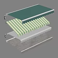 Outdoor Awning Design With Green Top And Striped Pattern Layered Structure 3d model