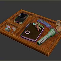 Wooden Divided Tray Organizer for Daily Essentials with Coins Notebook Keys Pen and Flashlight