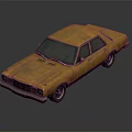 Rusty Old Vintage Car Body With Blue Windows And Black Tires