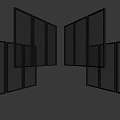 Modern Folding Room Divider With Mesh Panels And Black White Frames 3d model