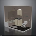 Modern Bathroom Interior With Bathtub Shower Toilet Sink Vanity And Mirror Cabinet