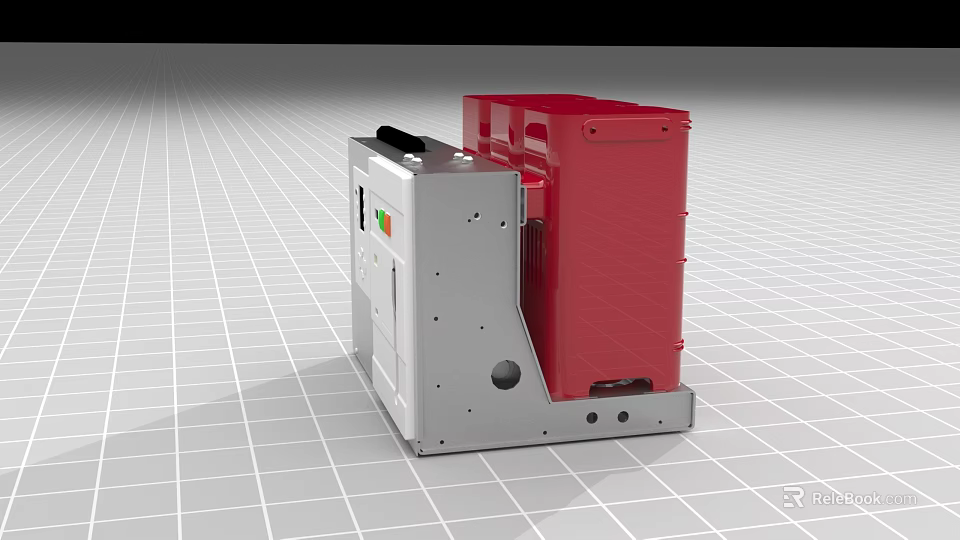 Red And Silver Industrial Equipment With Compact Design And Control Panel 3d model