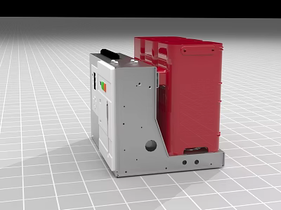 Red And Silver Industrial Equipment With Compact Design And Control Panel 3d model